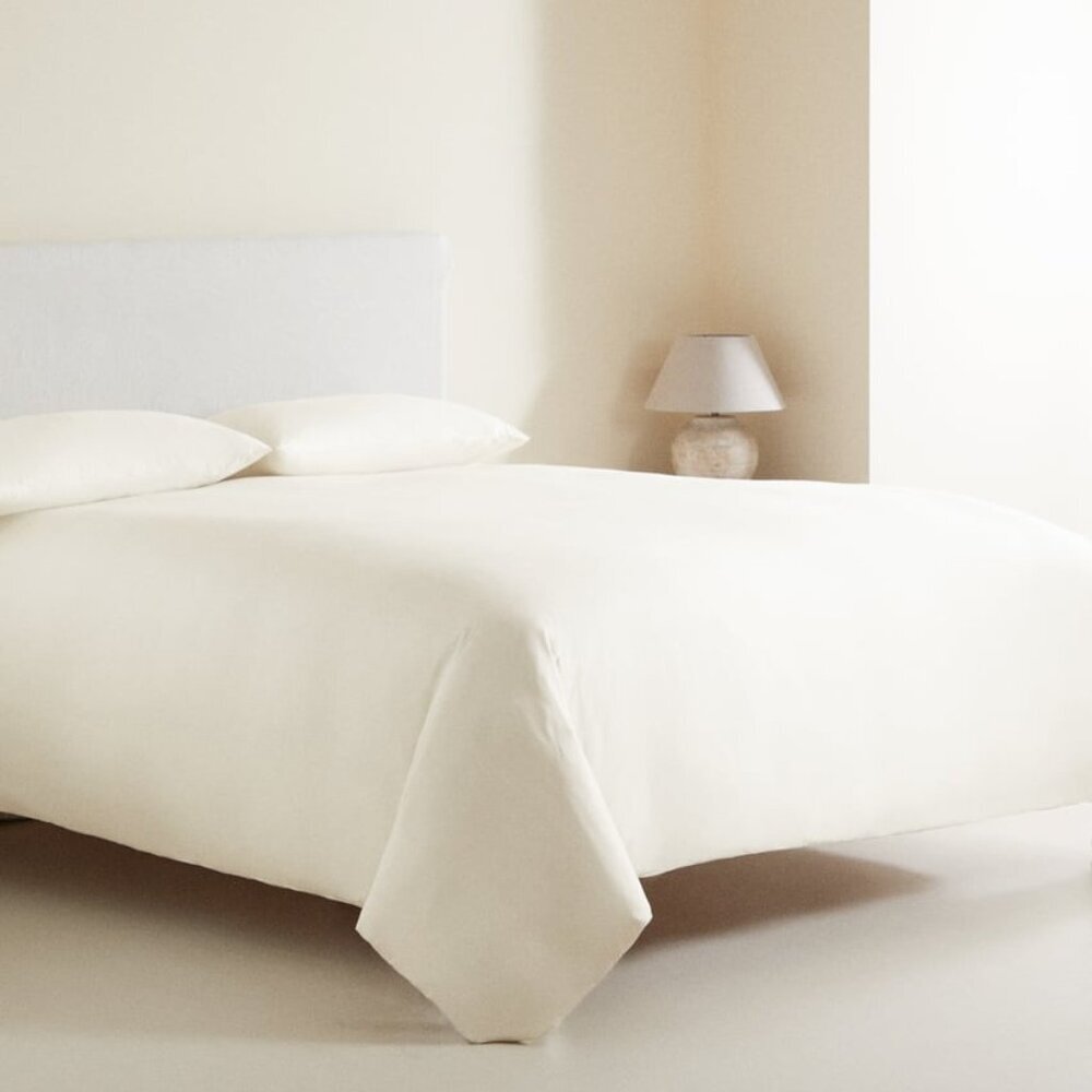 NEW ZARA HOME QUEEN (180 THREAD COUNT) PERCALE FLAT SHEET Oyster-white